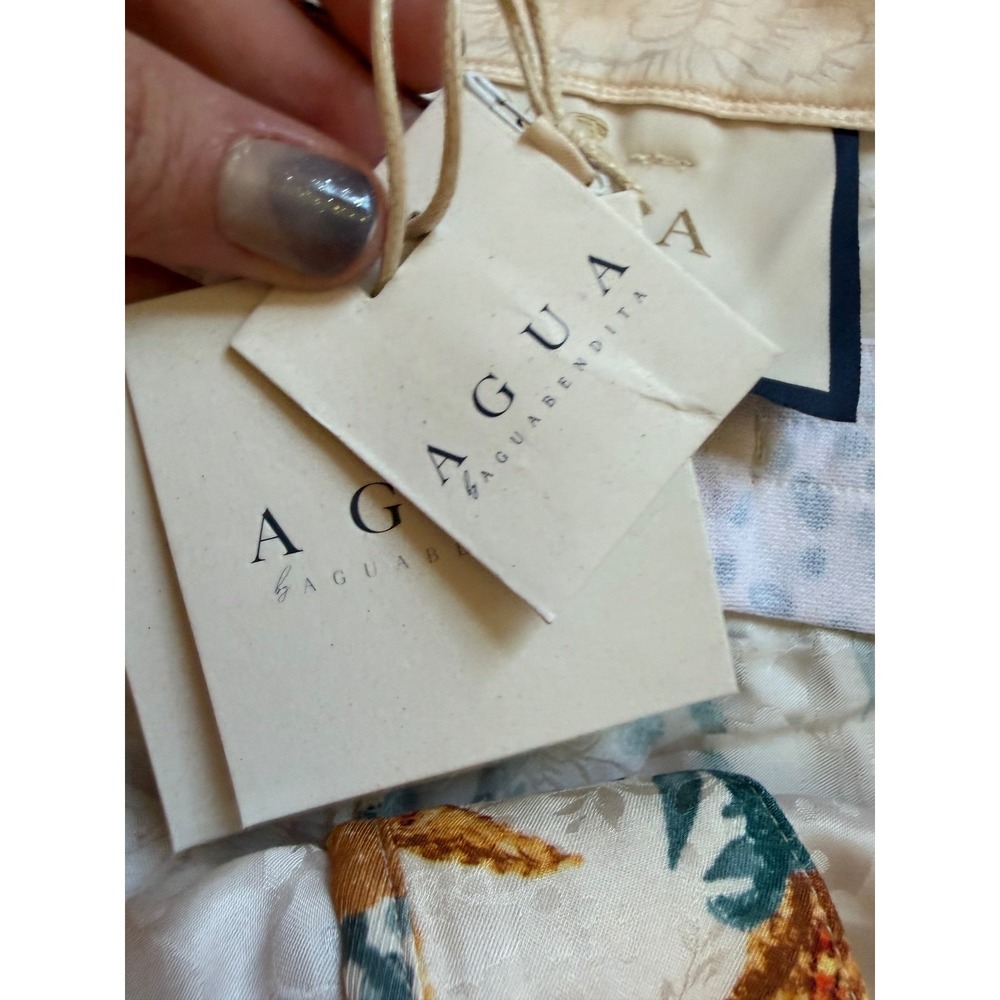 Agua by Agua Bendita Florecer Capullo Floral Wide Leg Trousers Cream Large NWT - Picture 6 of 12